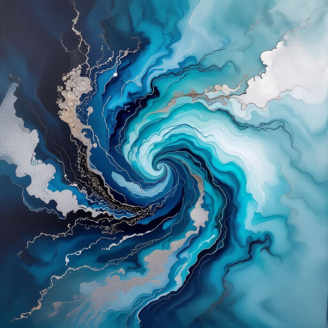 Blue Abstract Wall Art - AI Generated gallery