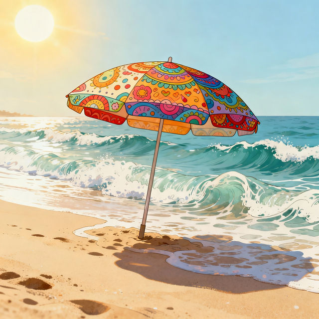 Beach Umbrella Drawings - AI Generated gallery