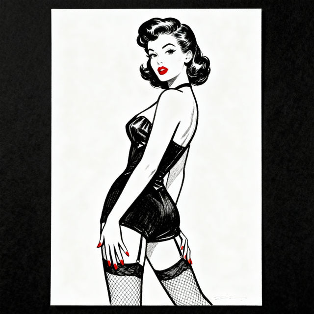 Pin Up Girl Outline Drawings - AI Generated gallery