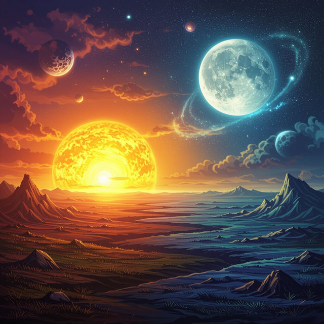 Moon and Sun Art - AI Generated gallery