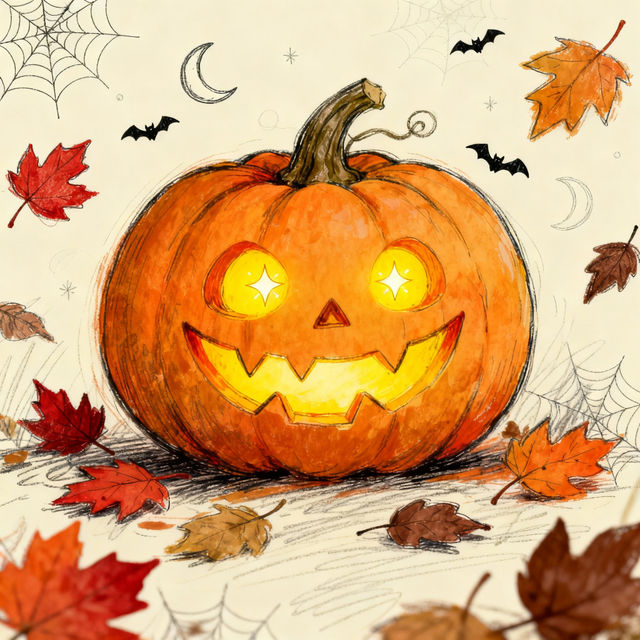 Halloween Pumpkin Drawings - Made With AI gallery