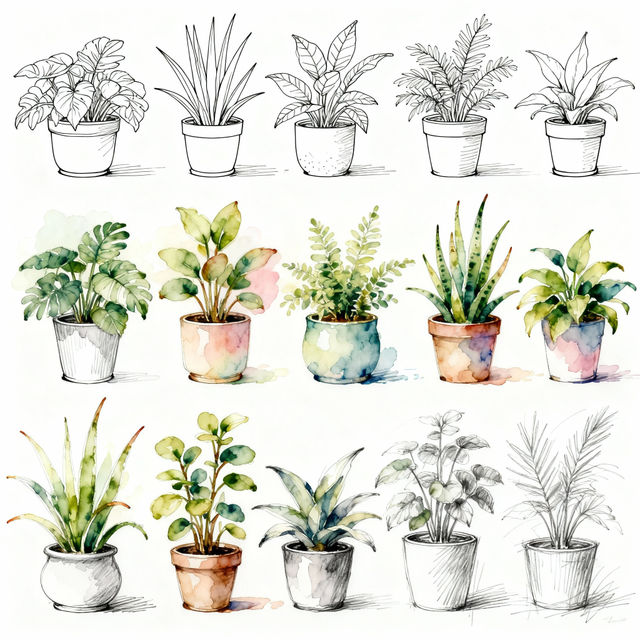 Potted Plant Drawings - AI Generated Art gallery
