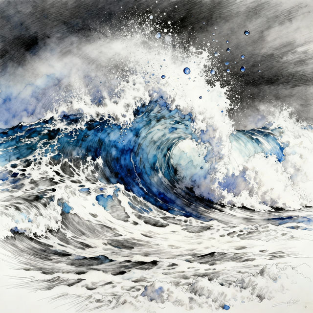 Ocean Wave Drawings - Made With AI gallery