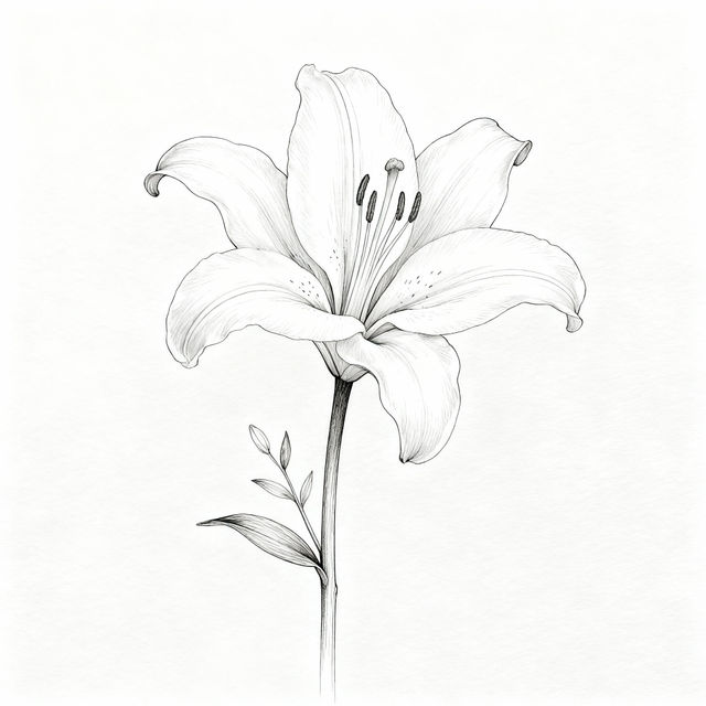 White Lily Drawing - Easy AI Art gallery