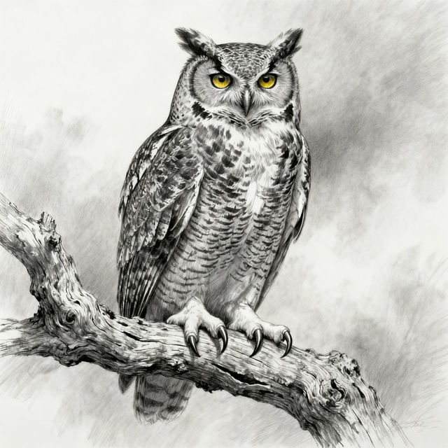 Great Horned Owl Drawings - AI Generated gallery