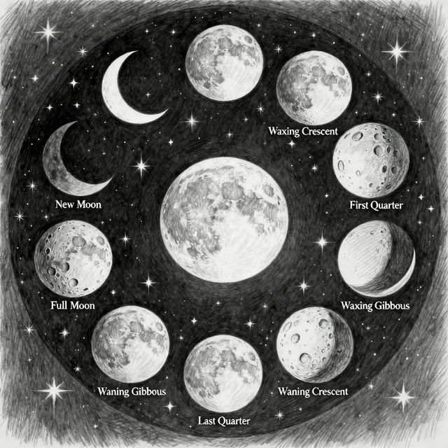 Moon Phase Drawings - AI Generated Art gallery