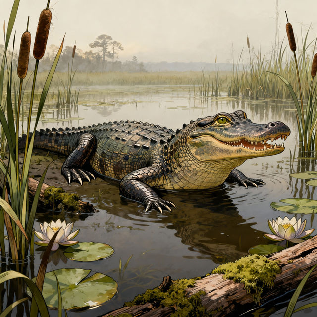 American Alligator Drawings - Created with AI gallery