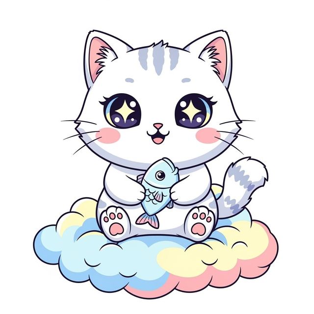Browse Kawaii Cat Drawings Made With AI gallery