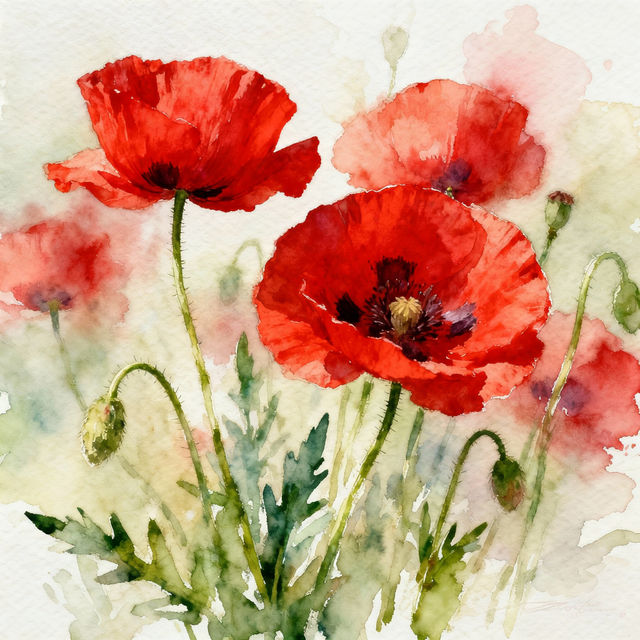 Poppy Flower Drawings - AI Generated Art gallery