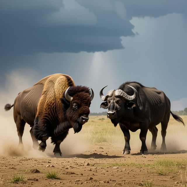 Bison vs Buffalo Pictures - AI Generated gallery