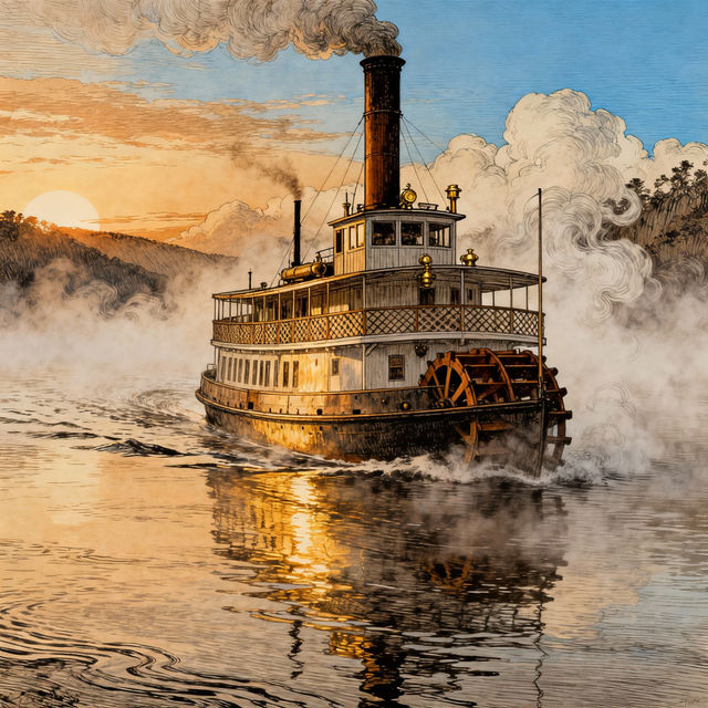 Steamboat Drawings - AI Generated gallery