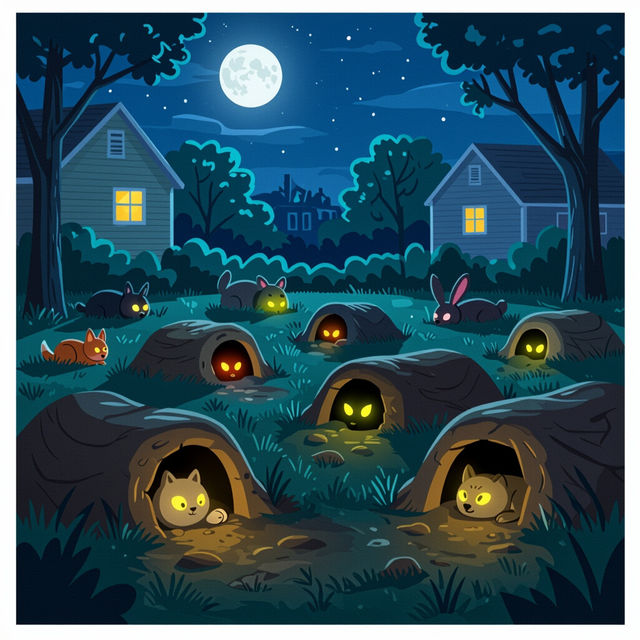 Pictures Of Animal Holes In Yard At Night gallery