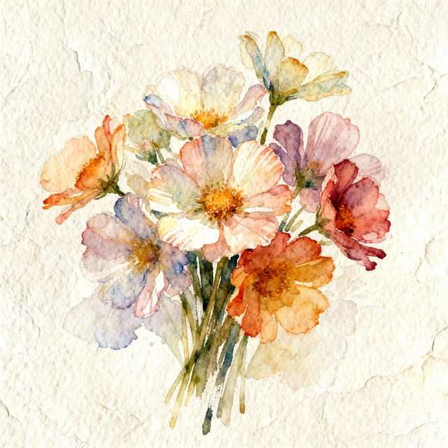 Flower Drawing Watercolor - AI Generated Art gallery