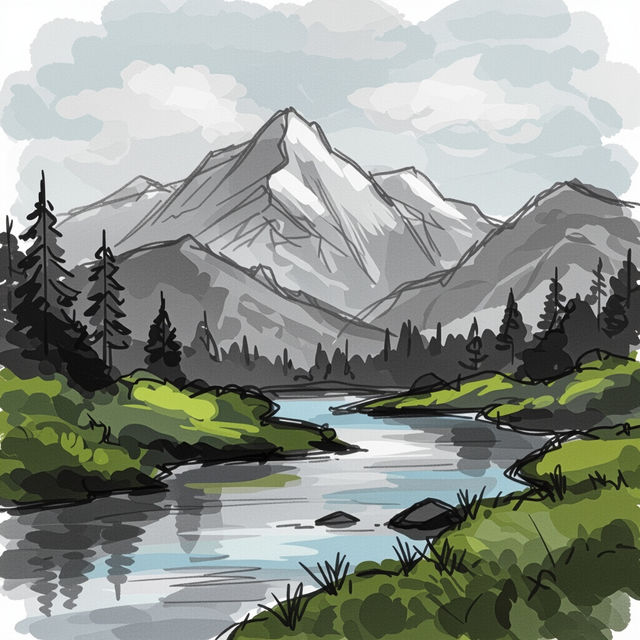 Easy Landscape Sketch - Made With AI gallery