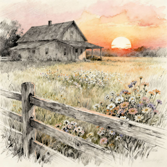 Farmhouse Drawings - AI Generated Art gallery