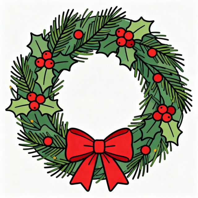 Christmas Wreath Drawing Easy gallery