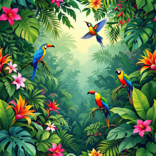 Jungle Peel and Stick Wallpaper - AI Generated gallery