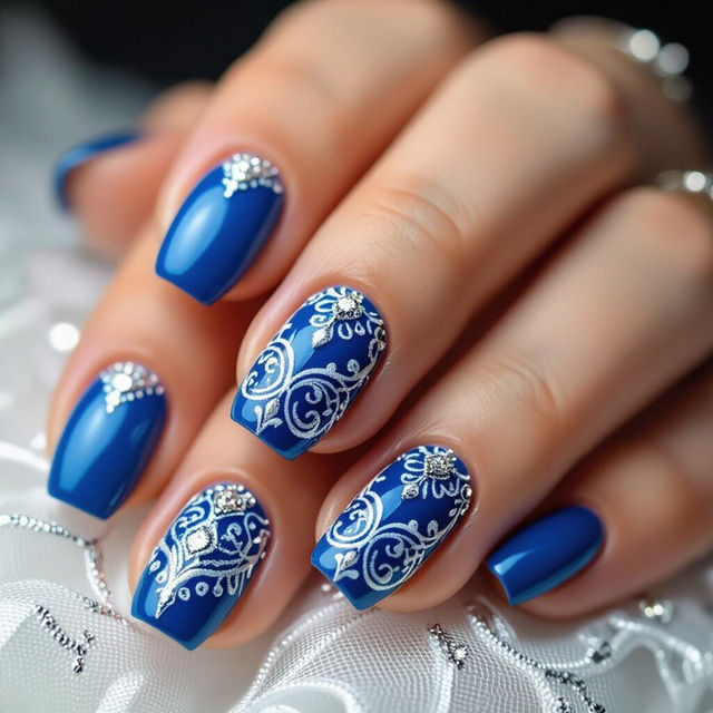 Nail Art Designs On Blue Nails gallery