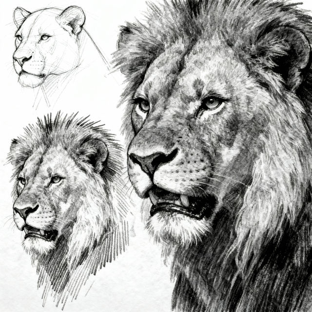 Lion Drawing Step By Step gallery