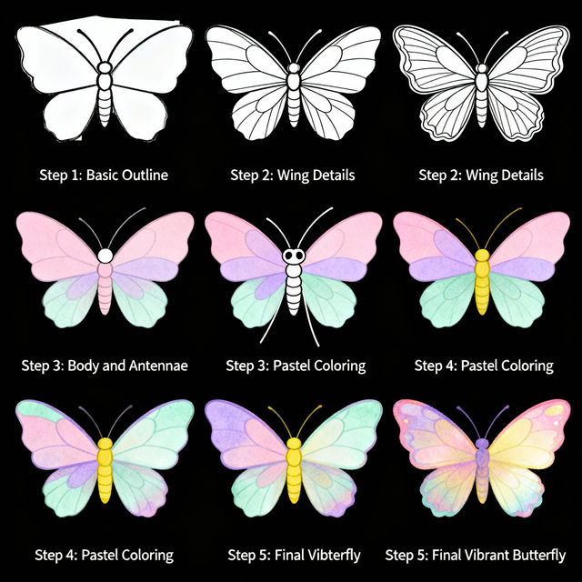 Step By Step Butterfly Drawing gallery