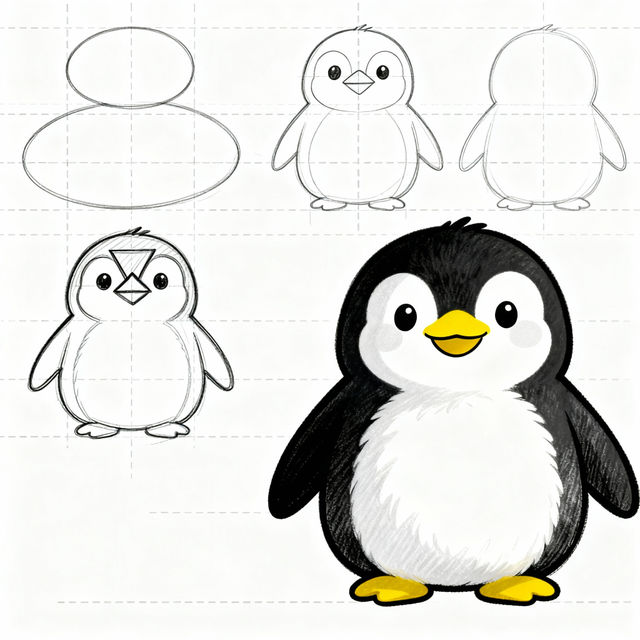 Penguin Drawing Step By Step gallery
