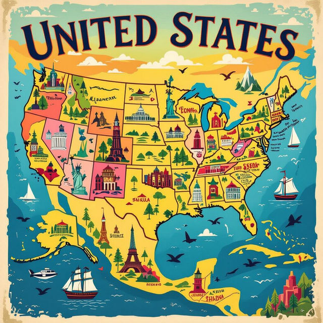 United States Map Art - AI Generated gallery