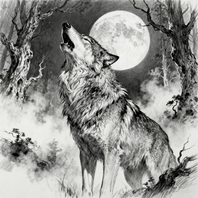 Drawings Of Wolves - AI Generated gallery