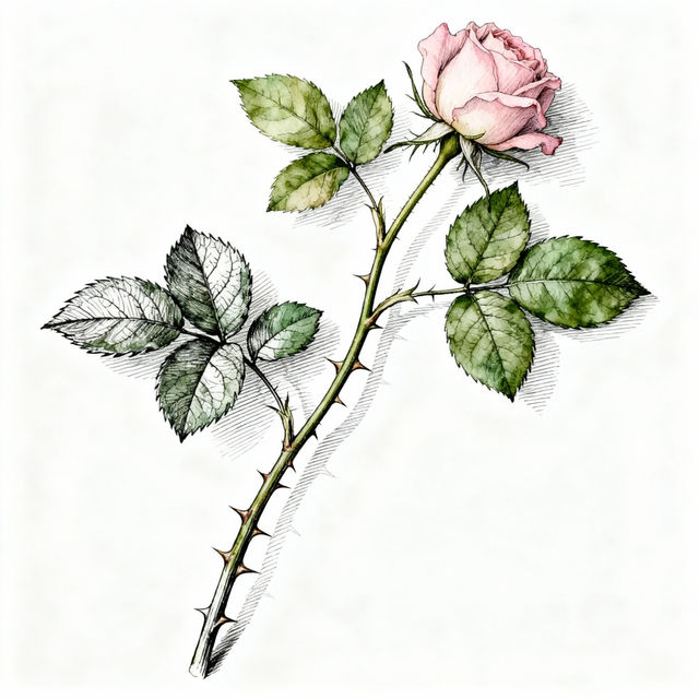 Rose Stem Drawing gallery