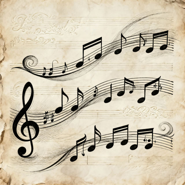 Musical Notes Drawings - AI Generated gallery