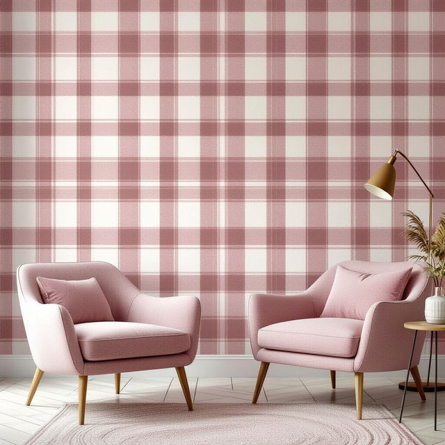 Pink Plaid Wallpaper - AI Generated gallery