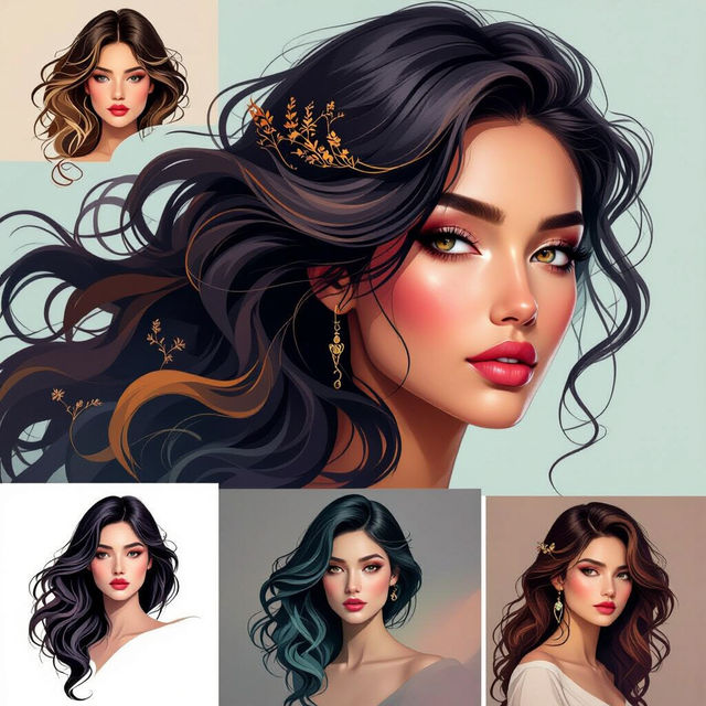 Female Hair Drawing Reference - AI Generated gallery