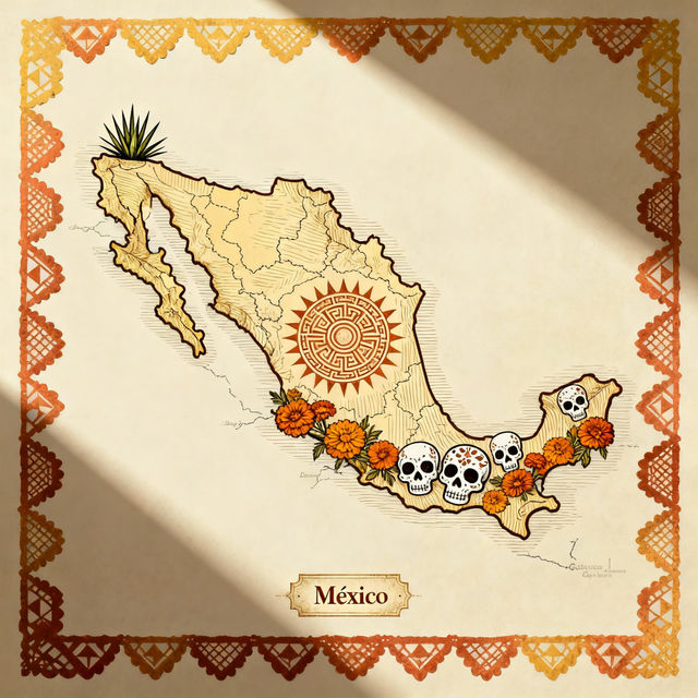 Mexico Map Drawing - AI Generated Art gallery