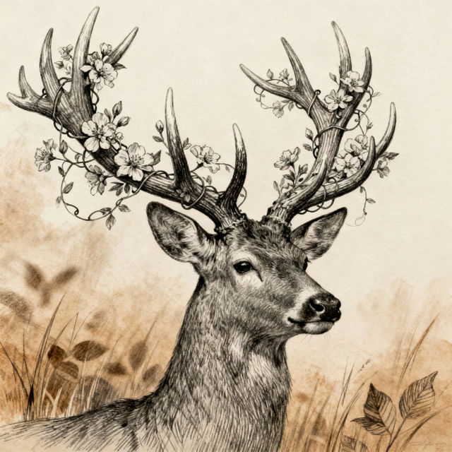 Deer Head Drawings - AI Generated Art gallery