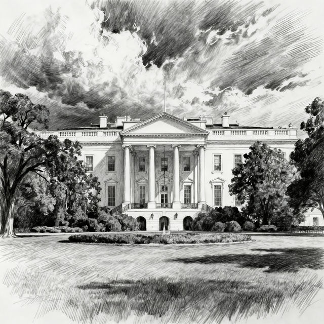 Drawing Of The White House - AI Generated gallery