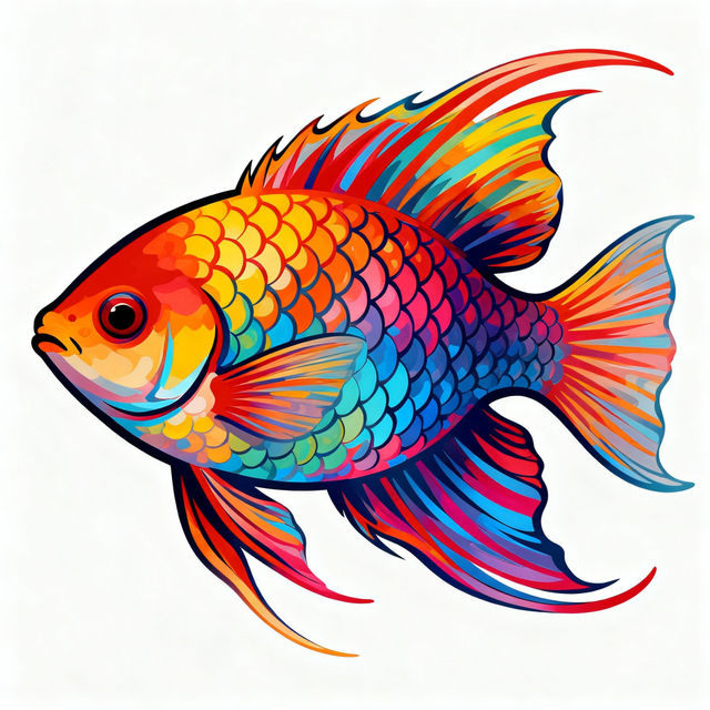 Fish Drawing With Colour - AI Generated gallery