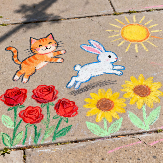 Easy Kid Chalk Drawings - Made With AI gallery