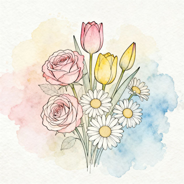 Easy Flower Drawings - Made With AI gallery