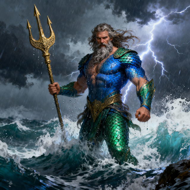 Poseidon Drawings - AI Generated gallery
