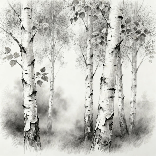 Birch Tree Drawings - AI Generated Art gallery
