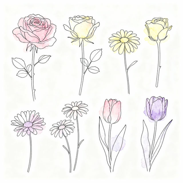 Easy Flower Drawings - Made With AI gallery