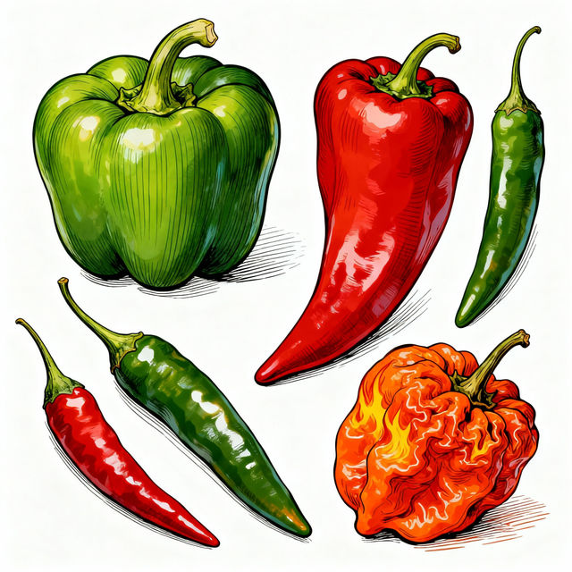 Chili Pepper Drawings - AI Generated gallery