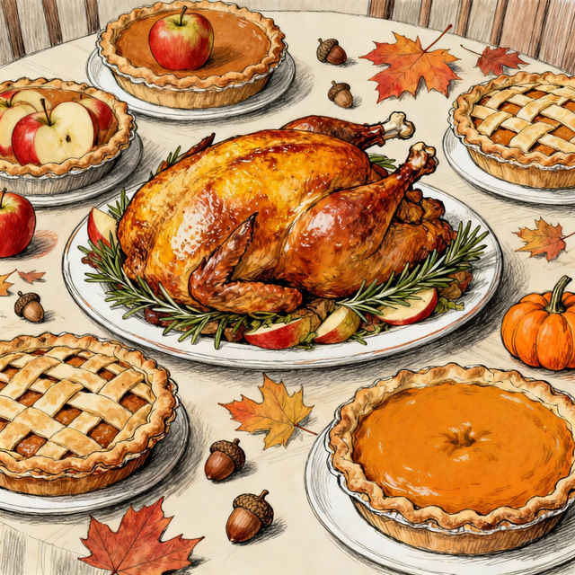 Thanksgiving Sketches - AI Generated gallery