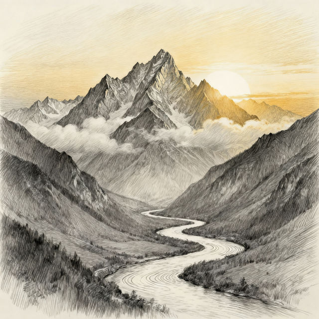 Drawing Of Mountain gallery