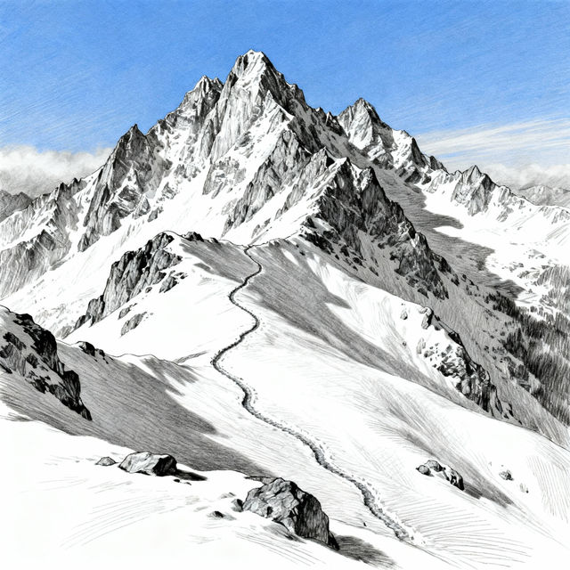 Snowy Mountain Drawings - AI Art gallery