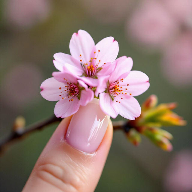 Simple Cherry Blossom Nail Art gallery