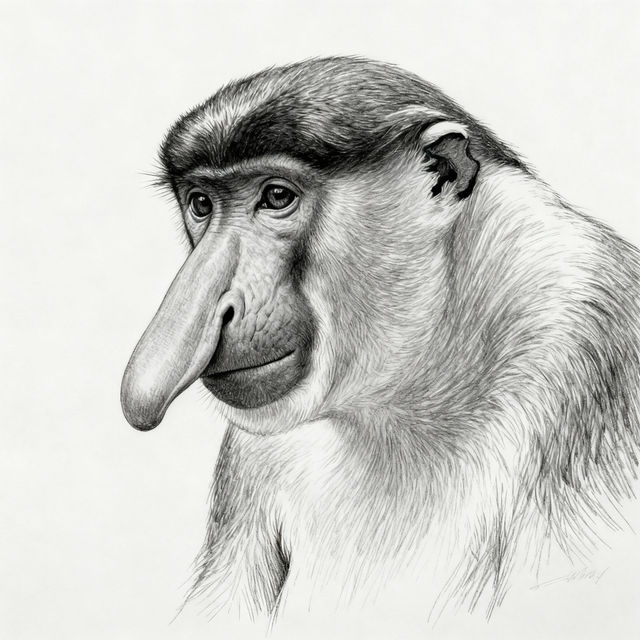 Proboscis Monkey Drawings - AI Generated gallery