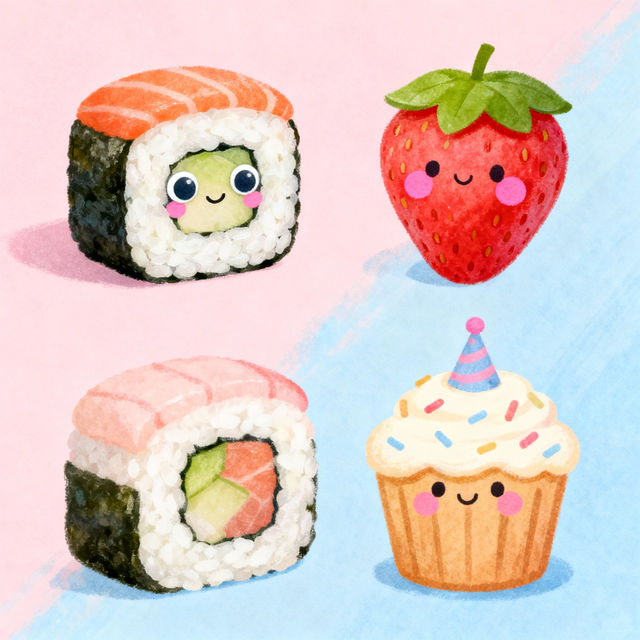 Cute Food Drawings - Made With AI gallery