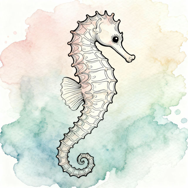 Easy Seahorse Drawing gallery