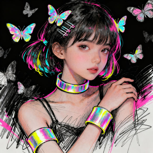 Y2K Girl Drawing Sketch gallery