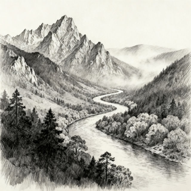 Landscape Drawing With Pencil gallery